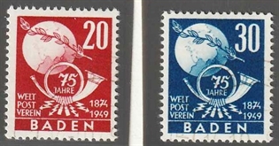 Frimærker Tyskland | Fransk Zone, Baden | 1949 - AFA 59-60 i sæt - Stemplet